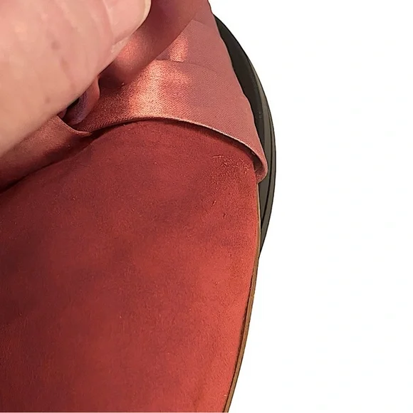 Louise et Cie Cela Bow Mule Red Suede Pink Textile Bow Holiday Festive Size 9.5 - Picture 9 of 10